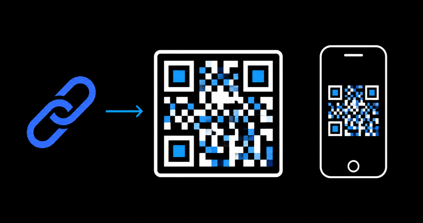 Ilustração de um QR Code conectado a opções de compartilhamento digital